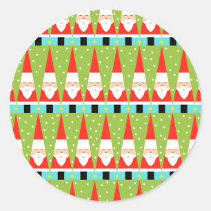 Retro Geometric Santa Round Stickers