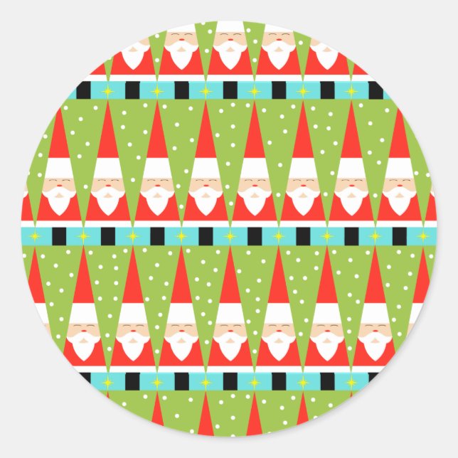 Retro Geometric Santa Round Stickers (Front)
