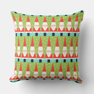Retro Geometric Santa Throw Pillow
