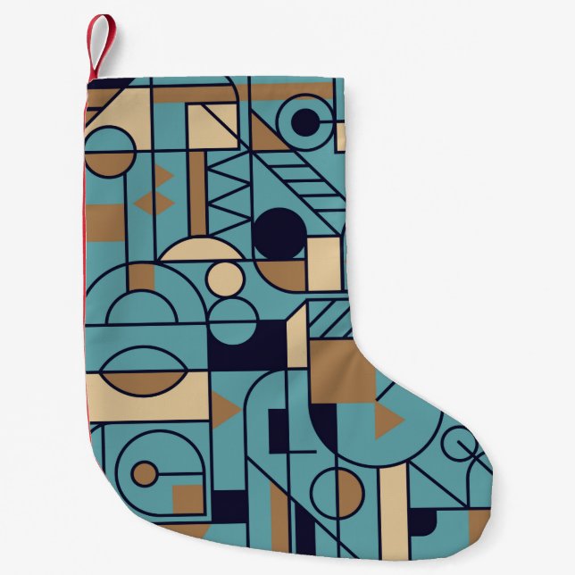 Retro geometric Seamless background design. Modern Small Christmas Stocking (Front)