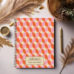 Retro Geometric Shape Pattern Spiral Notebook
