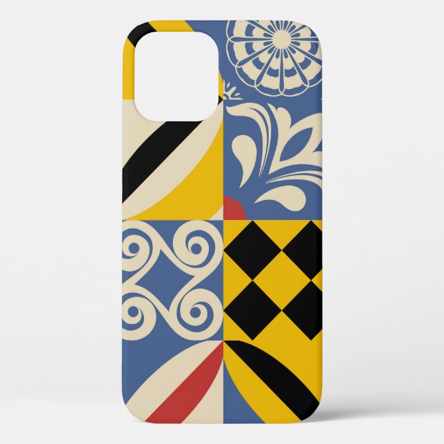 Retro geometric shapes: Azulejos tiles. Case-Mate iPhone Case (Back)