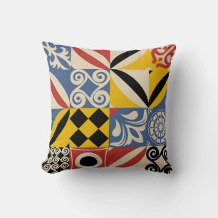 Retro geometric shapes: Azulejos tiles. Cushion