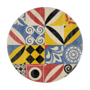 Retro geometric shapes: Azulejos tiles. Cutting Board