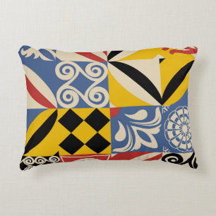Retro geometric shapes: Azulejos tiles. Decorative Cushion