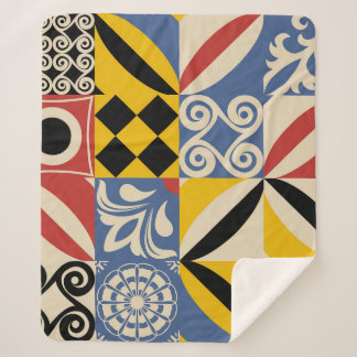 Retro geometric shapes: Azulejos tiles. Sherpa Blanket