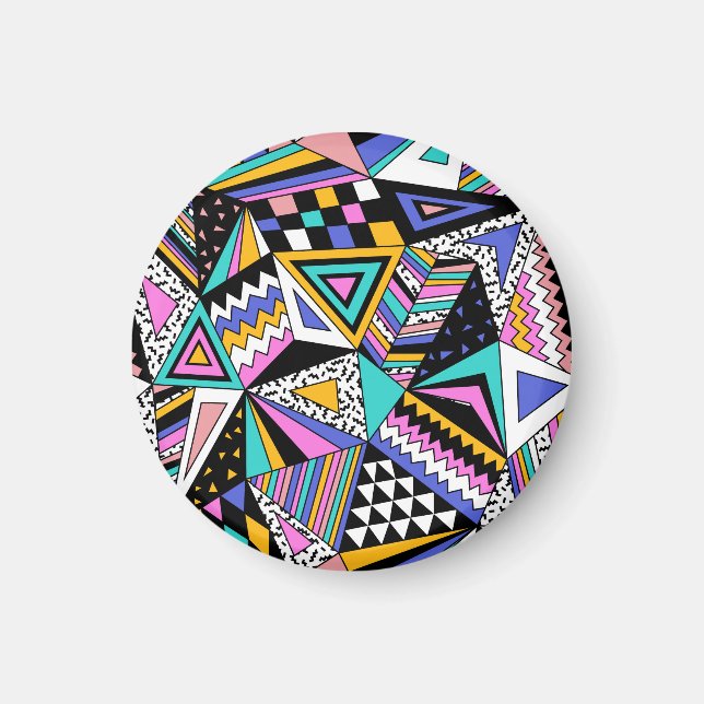 Retro Geometric Shapes: Colourful Vintage. Magnet (Front)