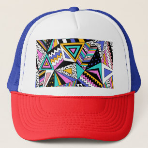 Retro Geometric Shapes: Colourful Vintage. Trucker Hat