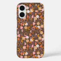 Retro Geometric Shapes in Brown Pink and Orange