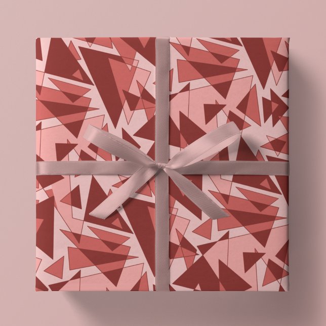 Retro Geometric Shapes in Pink, Coral & Red Wrapping Paper Sheet (Creator Uploaded)