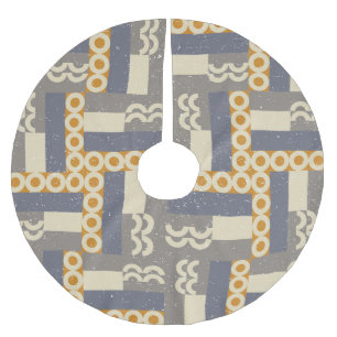 Retro geometric shapes, modern pattern brushed polyester tree skirt