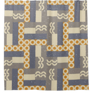 Retro geometric shapes, modern pattern shower curtain
