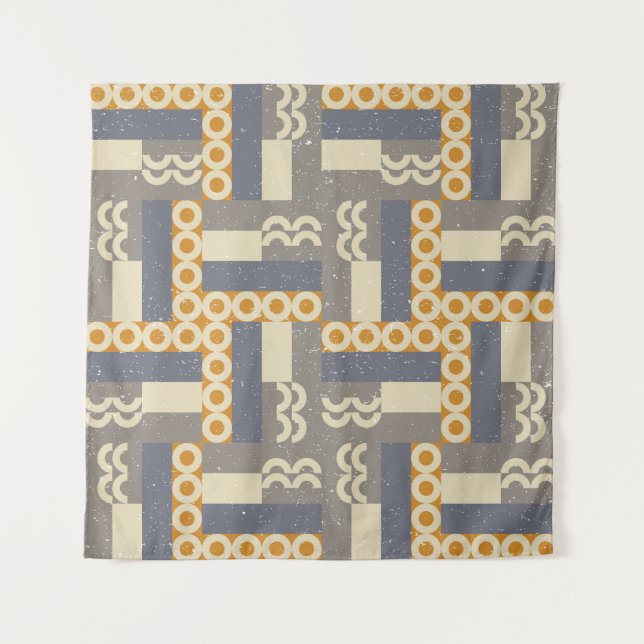 Retro geometric shapes, modern pattern tapestry (Front)