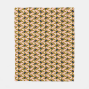 Retro Geometric Shapes Pattern Gold Blush Black Fleece Blanket