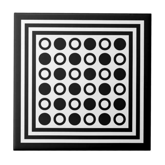 Retro Geometric Square & Dot Pattern Tile (Front)