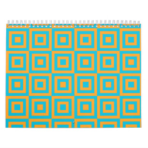 Retro Geometric Square Pattern – Bold Orange Calendar