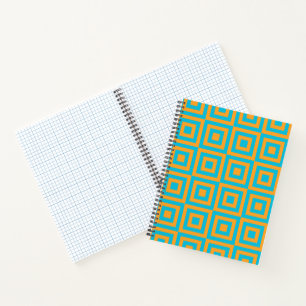 Retro Geometric Square Pattern – Bold Orange Notebook