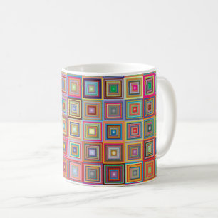 Retro Geometric Square Tile Pattern Coffee Mug