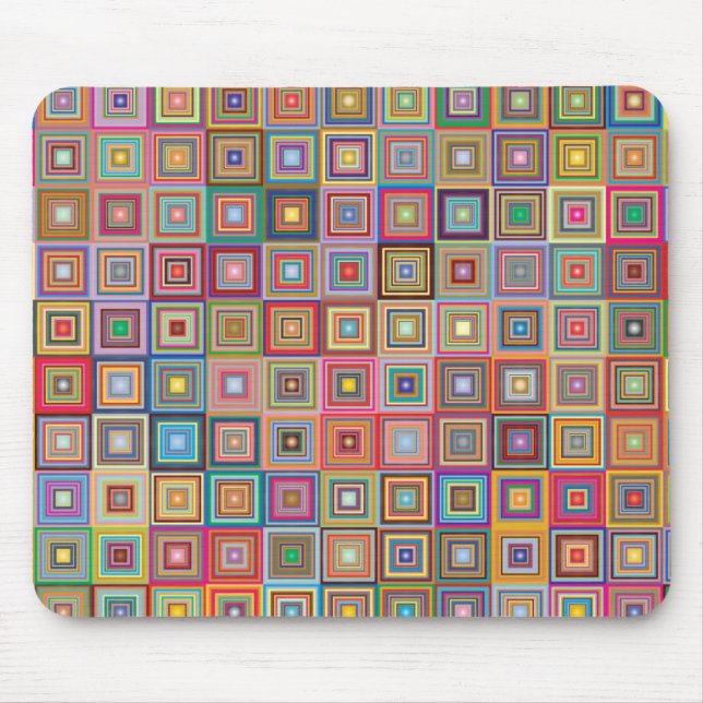 Retro Geometric Square Tile Pattern Mouse Mat (Front)