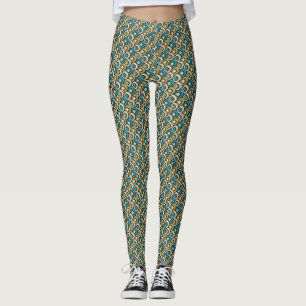Retro Geometric Squares Pattern 2 Leggings