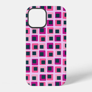 Retro Geometric Squares Pink iPhone 12 Case