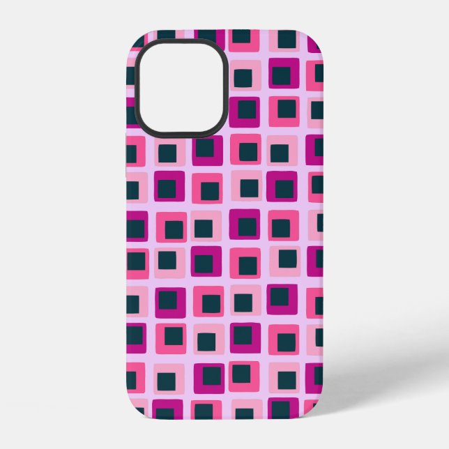 Retro Geometric Squares Pink iPhone Case (Back)