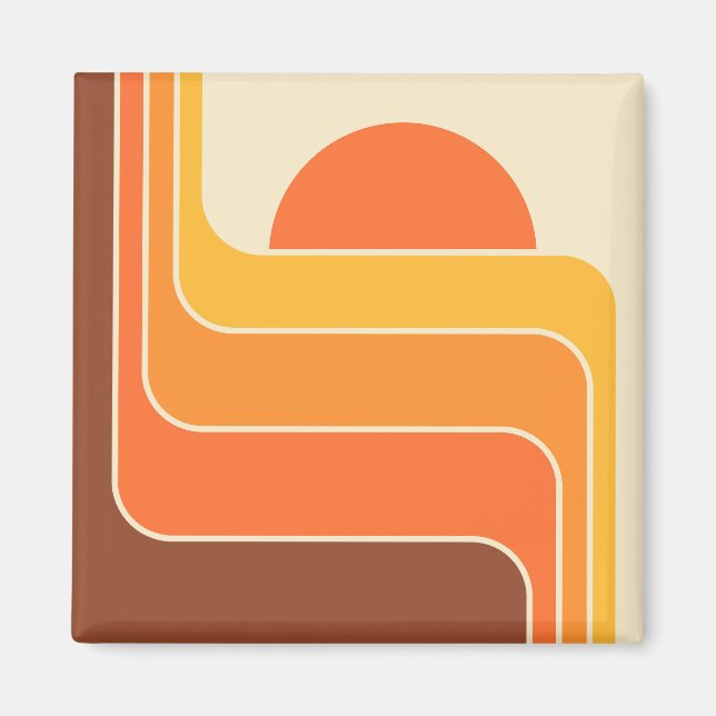 Retro Geometric Sun Design Magnet (Front)