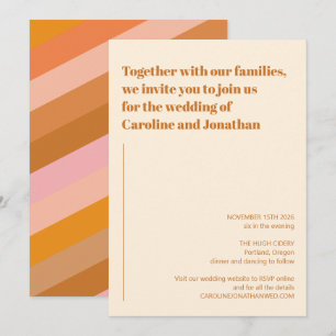 Retro Geometric Terracotta Pink Rust Wedding Invitation