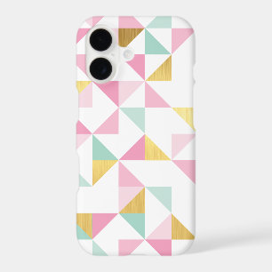 RETRO GEOMETRIC triangle pattern pink mint gold