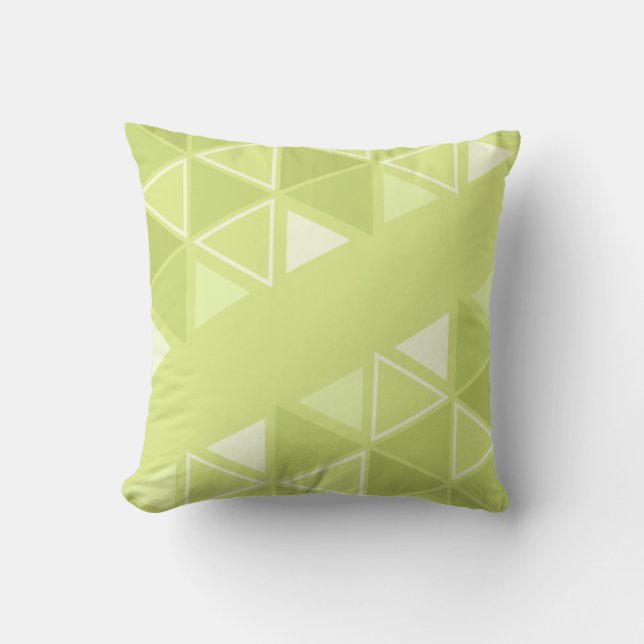 Retro Geometric Triangles Chartreuse Cushion (Front)
