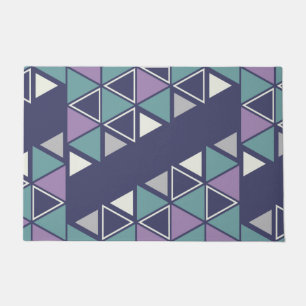 Retro Geometric Triangles Multicolored Doormat