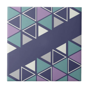 Retro Geometric Triangles Multicolored Tile
