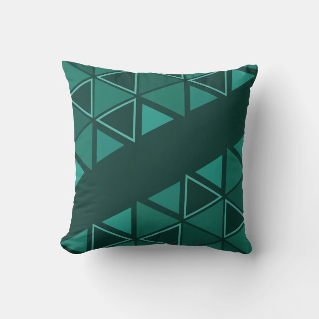 Retro Geometric Triangles Teal Cushion (Front)
