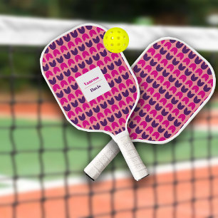 Retro Geometric Tulips Pattern Custom Name Pickleball Paddle