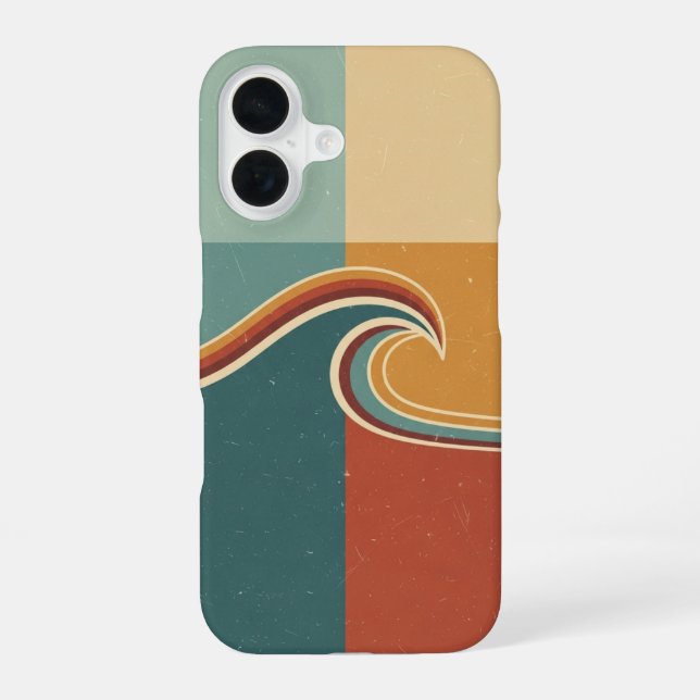 Retro Geometric Wave iPhone 16 Case (Back)