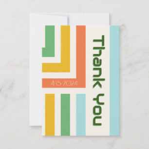 Retro Geometric Wedding Colour Block Stripes Thank You Card