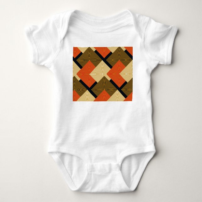 Retro Geometrical Squares: Vintage Pattern. Baby Bodysuit (Front)