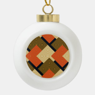 Retro Geometrical Squares: Vintage Pattern. Ceramic Ball Christmas Ornament