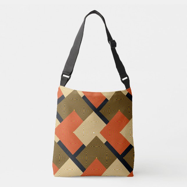 Retro Geometrical Squares: Vintage Pattern. Crossbody Bag (Front)