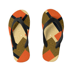 Retro Geometrical Squares: Vintage Pattern. Kid's Flip Flops