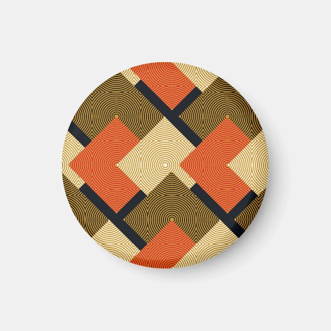 Retro Geometrical Squares: Vintage Pattern. Magnet (Front)