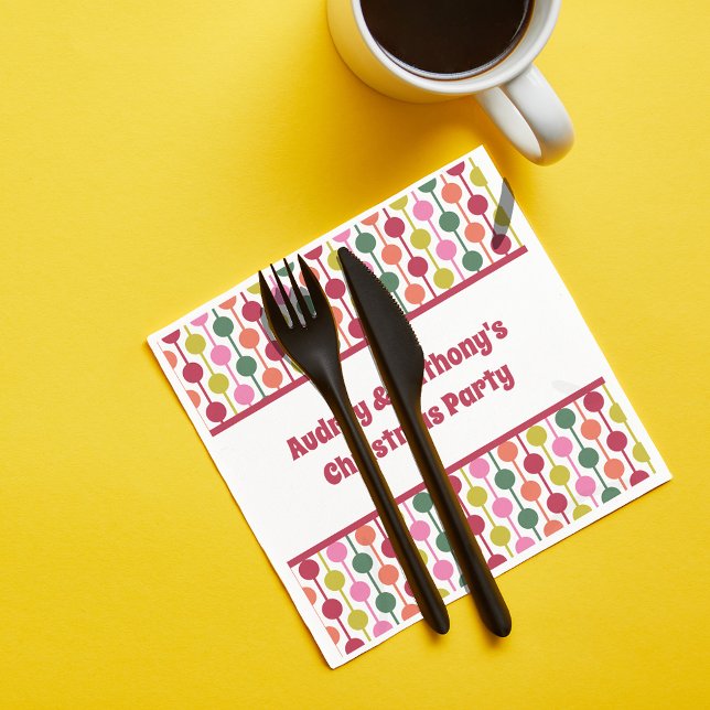 Retro Geometrtic Pattern Custom Message Christmas Napkin (Creator Uploaded)