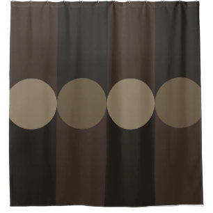 Retro Geometry Stripes Circles Black Gold Shower Curtain