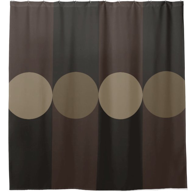 Retro Geometry Stripes Circles Black Gold Shower Curtain (Front)