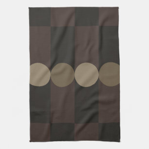 Retro Geometry Stripes Circles Black Gold Tea Towel