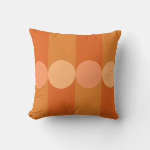 Retro Geometry Stripes Circles Orange Cushion