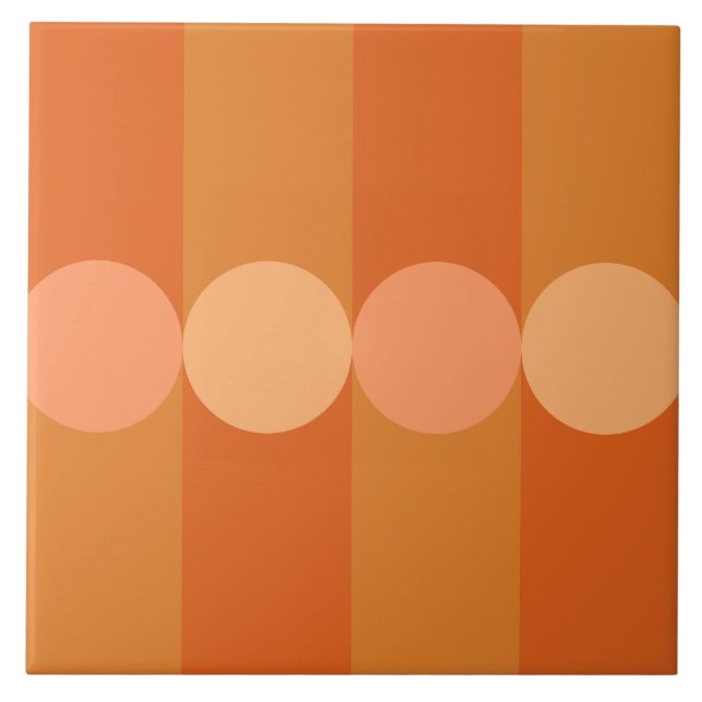 Retro Geometry Stripes Circles Orange Tile (Front)