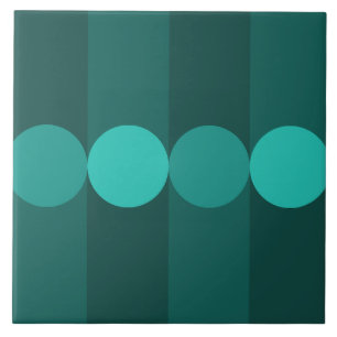 Retro Geometry Stripes Circles Teal Tile
