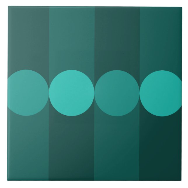 Retro Geometry Stripes Circles Teal Tile (Front)