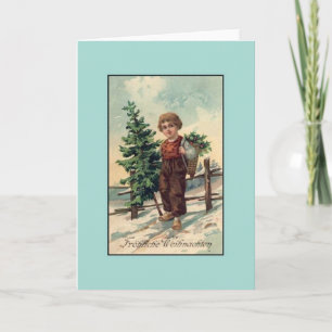 Retro German Fröhliche Weihnachten Christmas Card